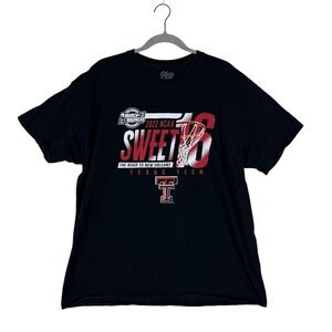 Texas Tech Red Raiders Shirt Mens XL Black NCAA Basketball Blue 84 2022 Sweet 16